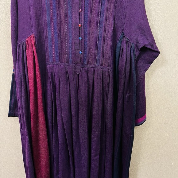 Injiri Wool Dress Handwoven Embroidered Folk Tunic Pink Purple Ethnic Boho Sz S - Picture 5 of 16